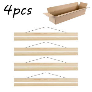4pc Teak Wood Magnetic Poster Hangers Black White Teak 21 30 40 50cm Wall Photo Frame Scroll Canvas Paintings Frames for Picture