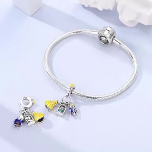 Disney | 925 Silver Princess Skirt High Heels Charms Beads Fits Original 3mm Bracelet Necklace For Women Pendants DIY Luxury Jewelry Gift