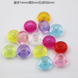 ลูกปัดอะคริลิกโปร่งใสขนาดใหญ่ 6 มม. ลูกปัดแบนสีสันสดใสสำหรับทำสร้อยข้อมือ DIY อุปกรณ์ทอ ลูกปัดสำหรับทำเครื่องประดับ