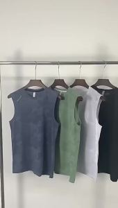 Alo Yoga เสื้อกล้ามแขนกุดกีฬาผู้ชายชุดออกกำลังกายแห้งเร็วสำหรับการวิ่งเสื้อระบายอากาศแบบหลวมสำหรับการฝึกบาสเก็ตบอลฤดูร้อน