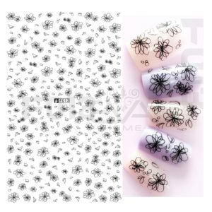 Miếng Dán Móng Tay 3D Nail Sticker Tráng Trí Bông Hoa Nhỏ Black Little Flower F013