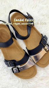 SURE FEET Sandals Velcro Series (SF2021 / SF2022 / SF2023) | Navy x Silver / Black / Navy | Comfortable Adjustable Strap Sandals