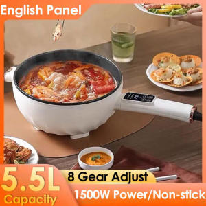 [COD] 5.5L Electric Frying Pan 1500W Multi Cooker 8 Gear Ajustment Non Stick Frying Pan with Steamer Smart Touch Rice Cooker Original for Home