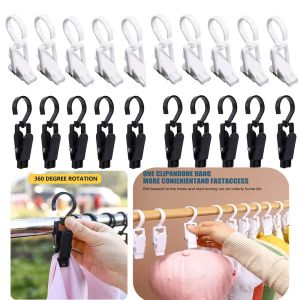10PCS Rotating Laundry Clips Clothes Pegs Hanging Hooks Hat Clothespin Home Laundry Storage Hangers Strong Clothespins