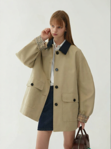 fano studios | Áo Khoác Trench Coat Thiết Kế Retro Cổ Notch Đa Màu