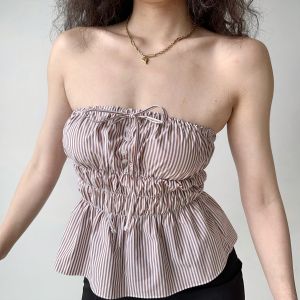 Go เด็กผู้หญิง Go หลากหลาย Vintage European And สไตล์อเมริกัน สลิมฟิต Hanging Neck ไม่มีสาย Tube Top For เซ็กซี่ เด็กผู้หญิง S ผ้าฝ้าย สตรีทแวร์ เปลือย ฤดูร้อน Top