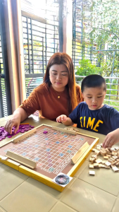 Wooden Foldable Scrabble Board Game Set | Premium Wooden Letter Tiles | Free Storage Pouch | Stryke Shop