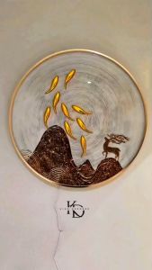 NOVA Pajangan Dinding Kristal Porcelen Rusa Ikan Pajangan Aesthetic 3D Hiasan Dinding Aesthetic LED