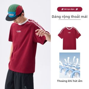 CAMEL | Áo Thun Nam Cotton Dày Cổ Ngắn Mùa Hè