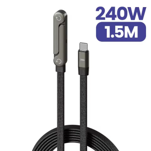 2-in-1 65W/240W Cable High-speed Quick Charging USB Type C Cable Wire with Folding Phone Stand for IPhone 17 Samsung Xiaomi 1pcs