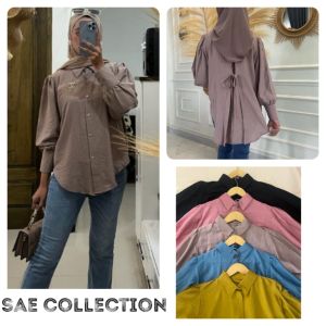 kemeja zahra tali belakang /kemeja polo linen premium