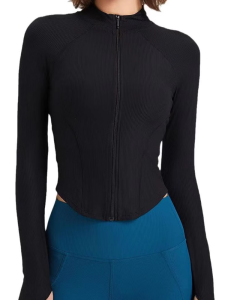 New Womens Training Jacket with Zipper Quick Drying Fleece Lining Running Yoga Sport Coat Comprehensive Fitness Top