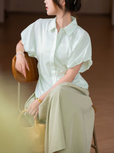 Fashion Styled Tailored Flower-Bud Sleeve Shirt With Waist Ruching