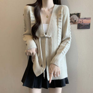 plus Size Womens Knitted Long Sleeve Open Cardigan Sweater Loose Belly Covering Top Trendy Autumn Winter Cotton V-neck
