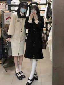 เสื้อโค้ทขนสัตว์สไตล์เกาหลีสุดเก๋สำหรับผู้หญิง ฤดูใบไม้ร่วง/ฤดูหนาว ทรงหลวม ปกโปโล ปกขนสัตว์ ปกโปโล ปกขนสัตว์