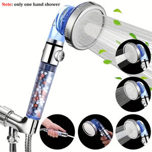 New 3-mode Negative Ion Booster Filter Shower Head One-button Water Stop Handheld Water-saving Bathroom Accessories Set