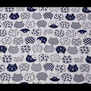 ผ้าคอตต้อนทีซี 13 ปอนด์ ลายแมวสไตล์ญี่ปุ่น 44 นิ้ว ผ้าเมตร ผ้าหลา