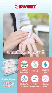 [ ยกลัง สุดคุ้ม 24 ห่อ ]   "ทิชชู่เปียก ย่อยสลายได้"  SWEET Baby Wipes Go Green  80 แผ่น // สูตร Cleaning Plus // แพ็ค 24 ห่อ