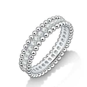 M-JAJA D VVS1 Moissanite Rings for Women Stackable Full Eternity Wedding Band 18K White Gold Plated S925 Sterling Silver Rings