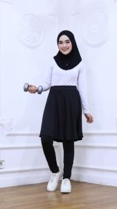 Rok Legging Senam Wanita Selutut Pinggang Hightwaist Celana Olahraga Spandeks