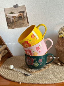 Elegant Ceramic Coffee Mug High End Breakfast Cup Office Use Ladies Style Afternoon Tea Gift for Women Vintage Hand-Painted