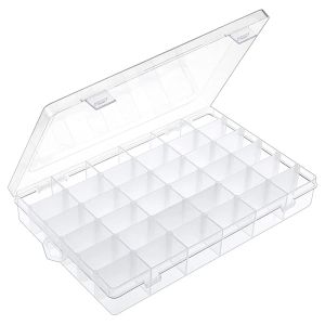 36 Grids Organizer Box with Adjustable Compartment Dividers Clear Plastic Collection Box for Bead Nails Jewelry Art DIY Crafts
