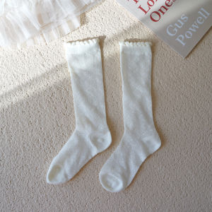 ถุงเท้าเด็กผู้หญิงฤดูร้อน ถุงเท้าผ้าฝ้ายแท้บาง ถุงเท้าข้อสั้นกลางน่อง ถุงเท้าข้อสูงแบบระบายอากาศได้ดี ถุงเท้าตาข่ายยาวสำหรับเด็ก เสื้อผ้าเด็ก