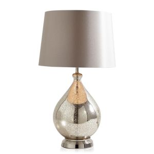 Italian Style LED Glass Bedside Lamp Classical Simplicity Living Room Table Lamp Home Bedroom Creative Decoration Warm Light Fabric Shade with Bulb 35*59cm (Energy Class A++)