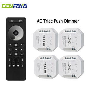 4-zone Wireless AC Triac LED Dimmer 110V 220V 230V Push Switch 2.4G RF Dimming Remote Control for Incandescent Halogen Lamp