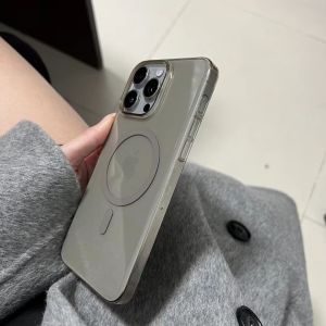 เคสโทรศัพท์แบบบางเฉียบพร้อมการชาร์จแบบดูดซับแม่เหล็กสำหรับ Apple 15promax iPhone 14 ปกป้องสีสันเรียบง่ายแบบใหม่สำหรับผู้ชายและผู้หญิง