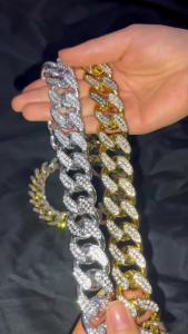 ABS Plastic Dog Collar Chain Diamond Inlay Sparkle Bulldog Necklace Cat Collars Pet Accessories Small Medium Large Dogs Golden