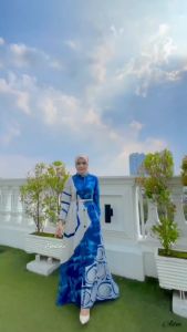 BLUE SKY DRESS GAMIS BATIK TWILL RAYON CANDI MEKAR GAMIS BATIK CAP PEKALONGAN GAMIS SHALDA BATIK