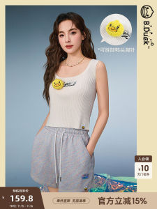 3D B.Duck Yellow Duck Summer 2025 White Workwear Vest Womens Strap Design Original Stitching Fashion Short Sleeve Top