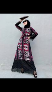 Dress Wanita Panjang Bahan Tenun Motif Bintang Kejora