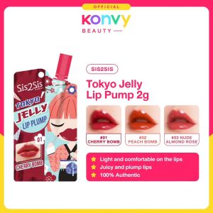 sis2sis Tokyo Jelly Lip Pump 2g (Long-Lasting Liquid Lipstick Glossy Finish Moisturizing Soft Lips Easy to Apply liptint)