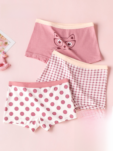 Girls Cotton Underwear Flat Angle Four Corner Little Girl Triangle Shorts Baby Girls Innerwear Elastic Waist Comfortable Cotton