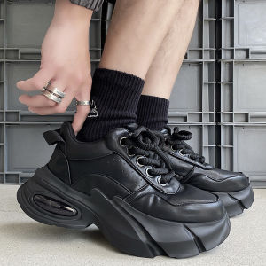 Mens Spring 2025 New Air-Cushioned Sports Shoes Casual Thick-Heeled Breathable Dad Shoes Low-Top round Toe Rubber Outsole