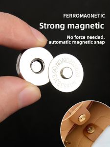 Metal Magnetic Button Clutch Bag Non-sew Iron Stone Strong Absorption Buckle Fastener Accessories for Handbag DIY Sewing