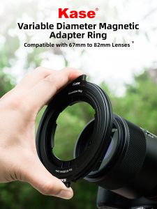 Kase | Adjustable Adapter Ring 67mm-82mm Multifunction Supports Square Filter Mount Compatible Screw-on and Magnetic Circular Filters