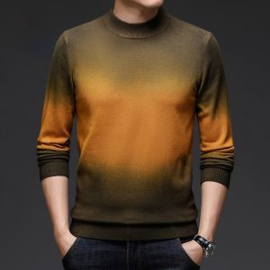 ROMON | Lormen Mens Knitted Sweater Mid-thickened Winter Fashion Casual Loose Fit Long Sleeve High Collar Red Dragon Year New Years Top