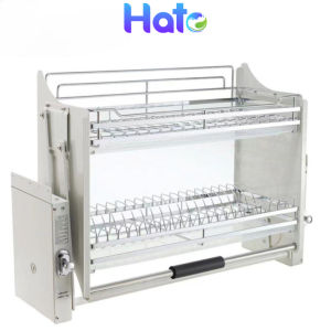 Giá Bát Nâng Hạ Inox 304 HATO Điều Chỉnh Cao Thấp Với Hộp Số Chống Kẹt Kệ Đựng Đồ Nhà Bếp Thông Minh Bảo Hành 12 Tháng