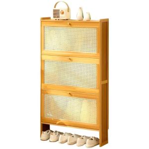 KIMDELIN Shoe Cabinet 2/3Doors 50/70CM Flip Door Bamboo Shoe Rack Organizer Wood Shoe Organizer