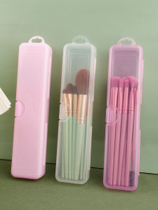Makeup Brush Organizer Portable Dustproof Pencil Case with Lid Eye Shadow Brush Eyebrow Pencil Organizer Travel Toothbrush Case