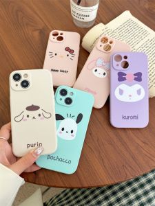 Pure Color Simple Sanrio Hellokitty Pachat Dog Compatible Apple 15 iPhone Case Silicone Soft Full Cover Anti-Fall Protection for iPhone 14 pro Max 11 12 16