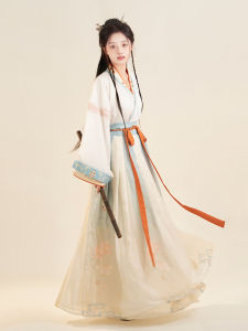 Original Yashan Hanfu ผู้หญิง Wei Zhou สามชิ้นชุดพิมพ์คอและกระโปรงผูกเอวสําหรับฤดูใบไม้ผลิและฤดูใบไม้ร่วงเดินทางทุกวัน