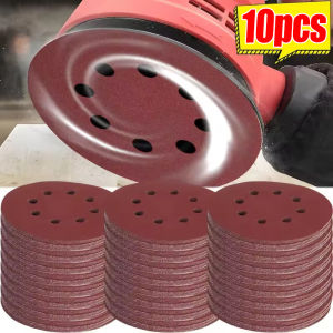 10Pcs 125mm 8 Hole Sanding Discs / Round Sandpaper for Metal Wood Glass / Orbital Sander Polishing Pads / 40 100 240 800 1000 Grits