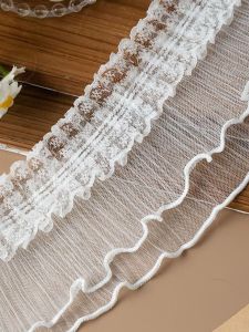 High-End Lace Trim Pleated Double Layered Edging Fabric Handmade 11cm Wide for Clothing Sleeve Decoration Home Sewing DIY