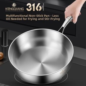 RONGCHUAN | No Coating Non-stick 316 Stainless Steel Frying Pan