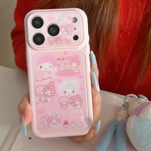 Sanrio | Cute Pink Melody Lens Protective Phone Case For iphone 17 16 15 Pro Max 17 Gloss Acrylic Matte Shockproof Bumper Hard Back Cover