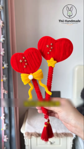 Que Cầm Tay Trái Tim Kẽm Nhung Handmade – Set Nguyên Liệu / Làm Sẵn | Thỏ Handmade
